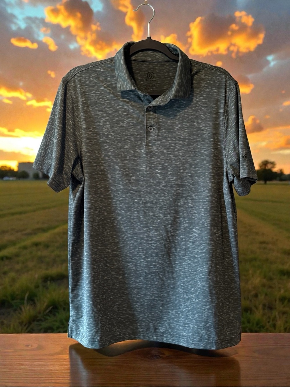 Champion Men's Heather Army Green Golf Shirt